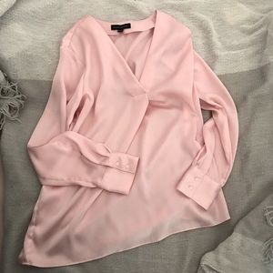 Medium Pink Drapey V-Neck blouse- Banana Republic